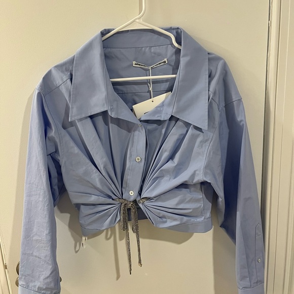 Alexander Wang - Crystal Tie Shirt in Blue - Picture 4 of 6